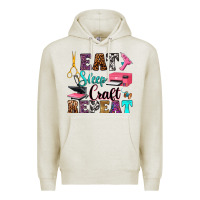 Oatmeal Heather eat sleep craft repeat Premium Hoodie - RanaPortraitStore