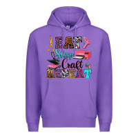Purple eat sleep craft repeat Premium Hoodie - RanaPortraitStore