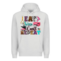 Dove Grey eat sleep craft repeat Premium Hoodie - RanaPortraitStore