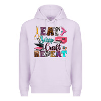 Lilac eat sleep craft repeat Premium Hoodie - RanaPortraitStore