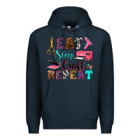 Navy eat sleep craft repeat Premium Hoodie - RanaPortraitStore