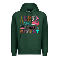 Sports Green eat sleep craft repeat Premium Hoodie - RanaPortraitStore