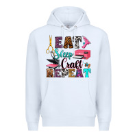 White eat sleep craft repeat Premium Hoodie - RanaPortraitStore