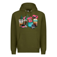 Army Green crafting coffee cups Premium Hoodie - RanaPortraitStore