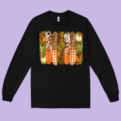 Fall Brushstrokes Long Sleeve Tee Designed By Barkaloodesign