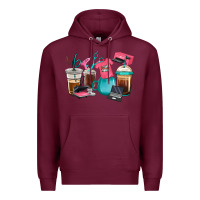 Burgundy crafting coffee cups Premium Hoodie - RanaPortraitStore