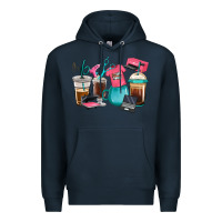 Navy crafting coffee cups Premium Hoodie - RanaPortraitStore