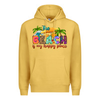 Antique Gold the beach is my happy place Premium Hoodie - RanaPortraitStore