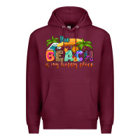 Burgundy the beach is my happy place Premium Hoodie - RanaPortraitStore