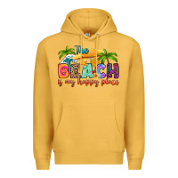 Mustard the beach is my happy place Premium Hoodie - RanaPortraitStore