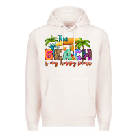 Pale Pink the beach is my happy place Premium Hoodie - RanaPortraitStore
