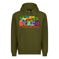 Army Green the beach is my happy place Premium Hoodie - RanaPortraitStore