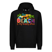 Black the beach is my happy place Premium Hoodie - RanaPortraitStore