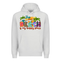 Dove Grey the beach is my happy place Premium Hoodie - RanaPortraitStore