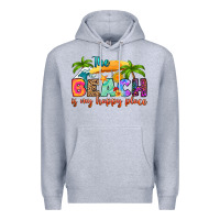 Heather Grey the beach is my happy place Premium Hoodie - RanaPortraitStore