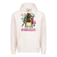 Pale Pink messy bun nurse life Premium Hoodie - RanaPortraitStore