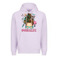 Lilac messy bun nurse life Premium Hoodie - RanaPortraitStore