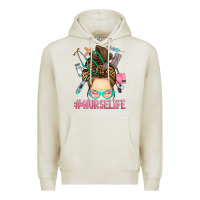 Oatmeal Heather messy bun nurse life Premium Hoodie - RanaPortraitStore