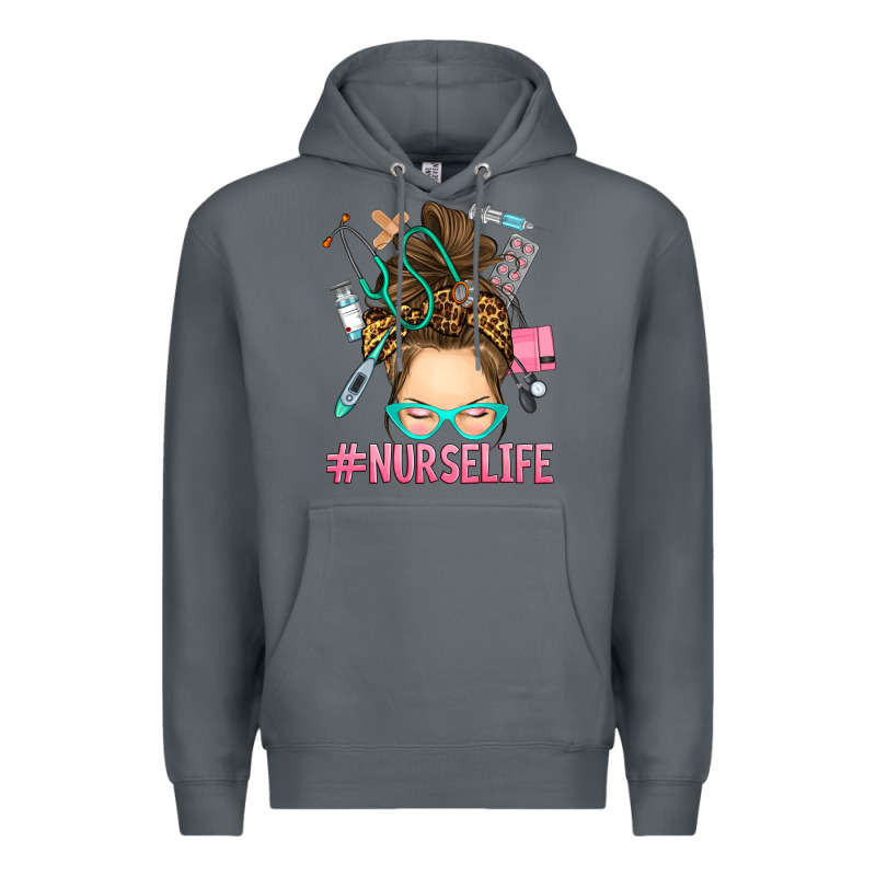 Messy Bun Nurse Life Premium Hoodie by RanaPortraitStore | Teevron