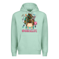 Seafoam messy bun nurse life Premium Hoodie - RanaPortraitStore