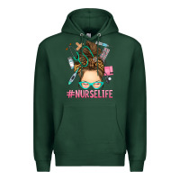 Sports Green messy bun nurse life Premium Hoodie - RanaPortraitStore