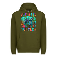 Army Green just a girl who loves turtles Premium Hoodie - RanaPortraitStore