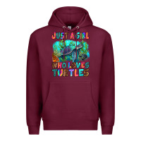 Burgundy just a girl who loves turtles Premium Hoodie - RanaPortraitStore
