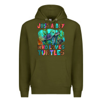 Army Green just a boy who loves turtles Premium Hoodie - RanaPortraitStore