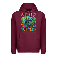 Burgundy just a boy who loves turtles Premium Hoodie - RanaPortraitStore