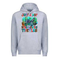 Heather Grey just a boy who loves turtles Premium Hoodie - RanaPortraitStore