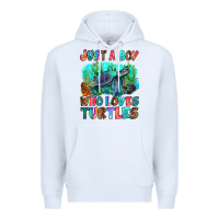 White just a boy who loves turtles Premium Hoodie - RanaPortraitStore