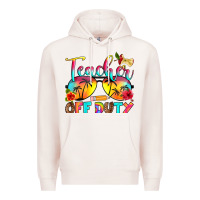 Pale Pink teacher off duty Premium Hoodie - RanaPortraitStore