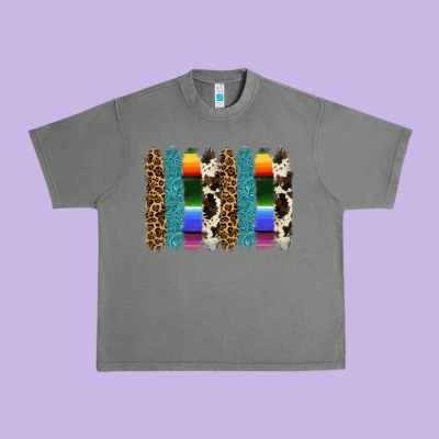 Serape Leopard Tooled Leather Cowhide Background Urban Heavy Tee Designed By Ranaportraitstore