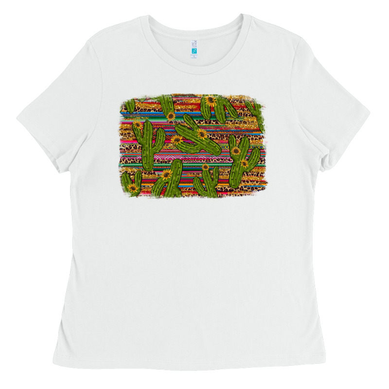 Cinco De Mayo Sunflower And Cactus Background Ladies Tee by Artiststas | Teevron