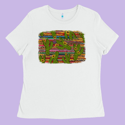 Cinco De Mayo Sunflower And Cactus Background Ladies Tee Designed By Artiststas