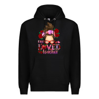 Black one loved teacher messy bun Premium Hoodie - RanaPortraitStore