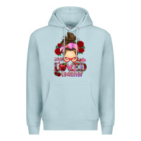 Blue Mist one loved teacher messy bun Premium Hoodie - RanaPortraitStore