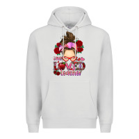 Dove Grey one loved teacher messy bun Premium Hoodie - RanaPortraitStore