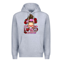 Heather Grey one loved teacher messy bun Premium Hoodie - RanaPortraitStore