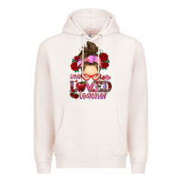 Pale Pink one loved teacher messy bun Premium Hoodie - RanaPortraitStore