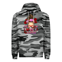 Slate Camo one loved teacher messy bun Premium Hoodie - RanaPortraitStore