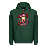 Sports Green one loved teacher messy bun Premium Hoodie - RanaPortraitStore