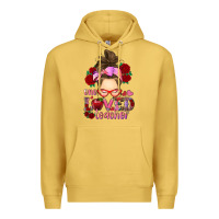 Antique Gold one loved teacher messy bun Premium Hoodie - RanaPortraitStore