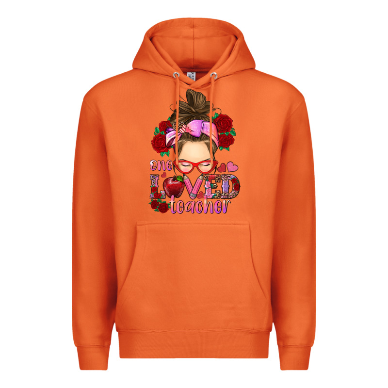 One Loved Teacher Messy Bun Premium Hoodie by RanaPortraitStore | Teevron