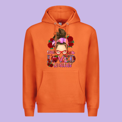Premium Hoodie one loved teacher messy bun