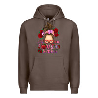 Coffee one loved teacher messy bun Premium Hoodie - RanaPortraitStore
