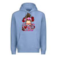 Colony Blue one loved teacher messy bun Premium Hoodie - RanaPortraitStore