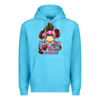 Ocean Blue one loved teacher messy bun Premium Hoodie - RanaPortraitStore