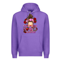 Purple one loved teacher messy bun Premium Hoodie - RanaPortraitStore