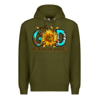 Army Green with god all things possible Premium Hoodie - RanaPortraitStore